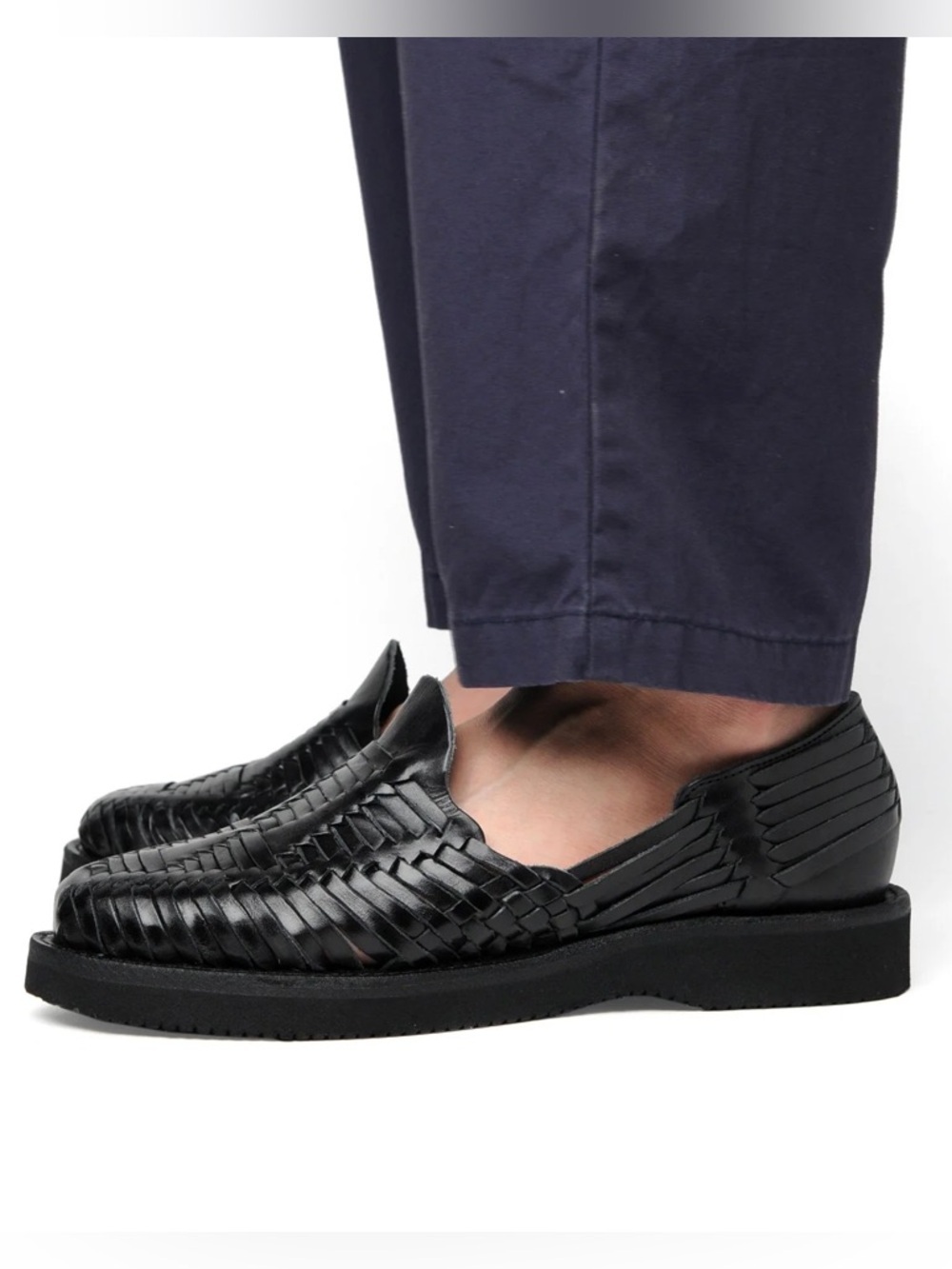 Yuketen Alejandro Huarache - Black Woven Leather Sandals 12